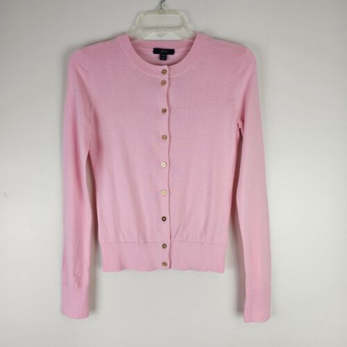 Nouveau pull femme J Crew 100 % coton rose cardigan boutonné or taille XXS  - Photo 1/9