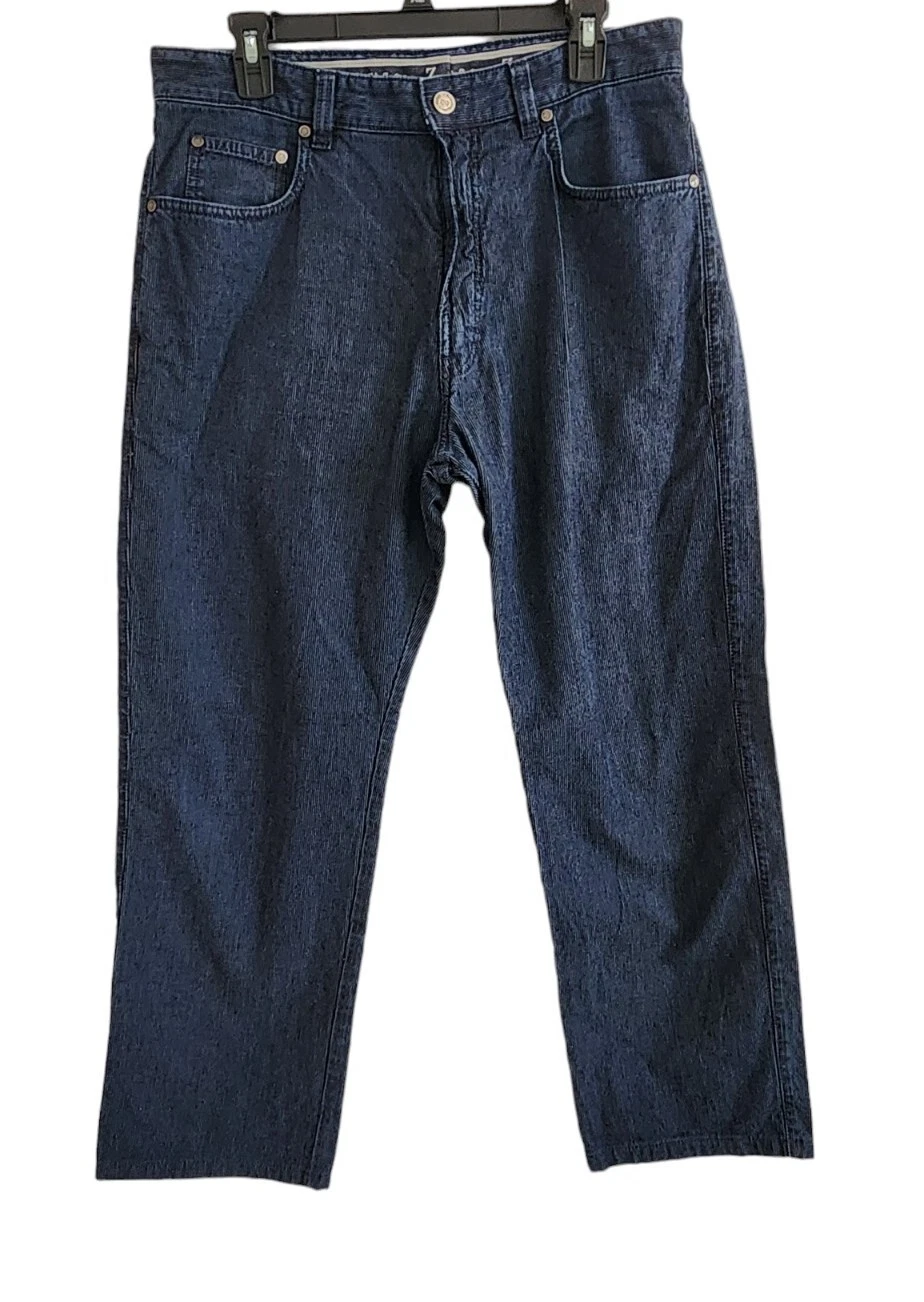 ERMENEGILDO ZEGNA Mens Sz 35 Soft Navy Blue Corduroy Cotton Luxury Pants