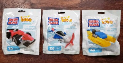 Mega Bloks Idea Builders  Speedy Racecar, Stunt Plane & Offshore Racer Construx