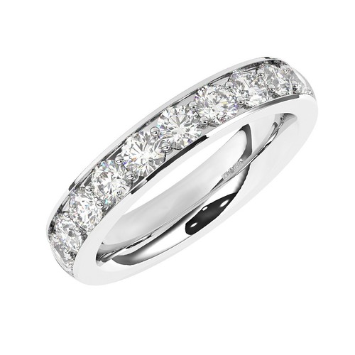 1.25 Carat 100% Natural Round Cut Diamond Half Eternity Ring In 950 Platinum