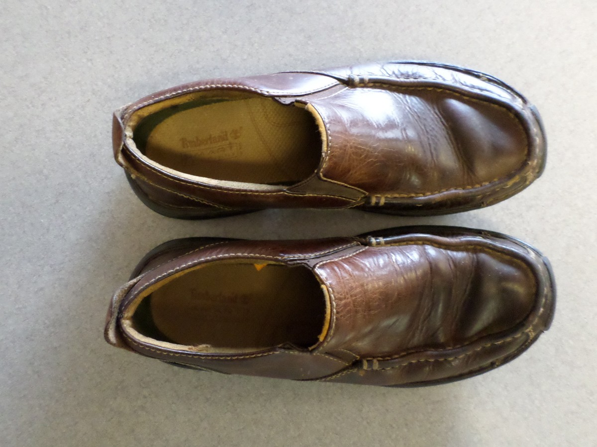 Timberland brown leather, moc toe, slip on loafers, Men display picture 2