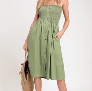 olive green a line dress