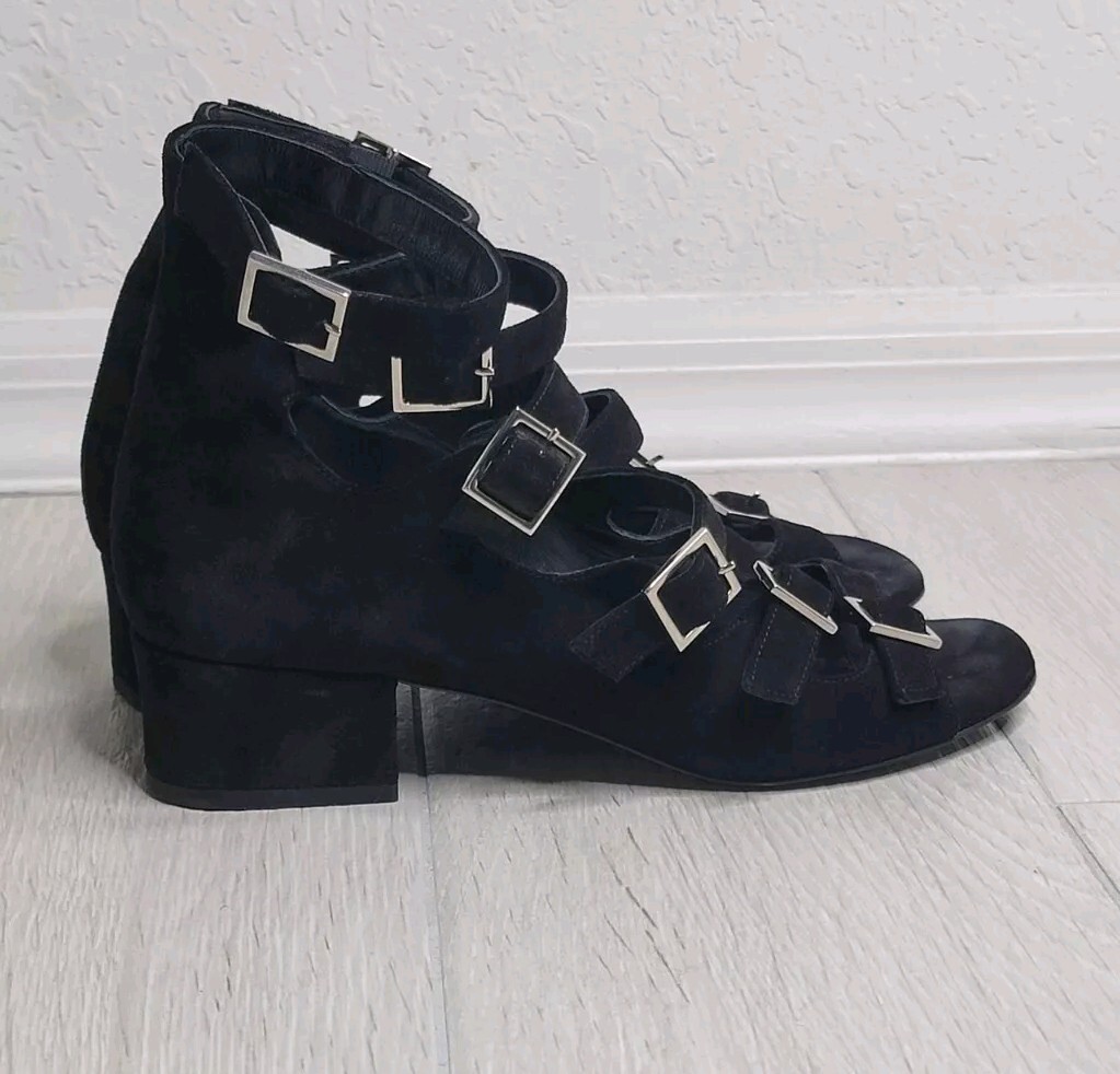 SAINT LAURENT Sandali scamosciati con fibbia per bambini colore nero 37 7.