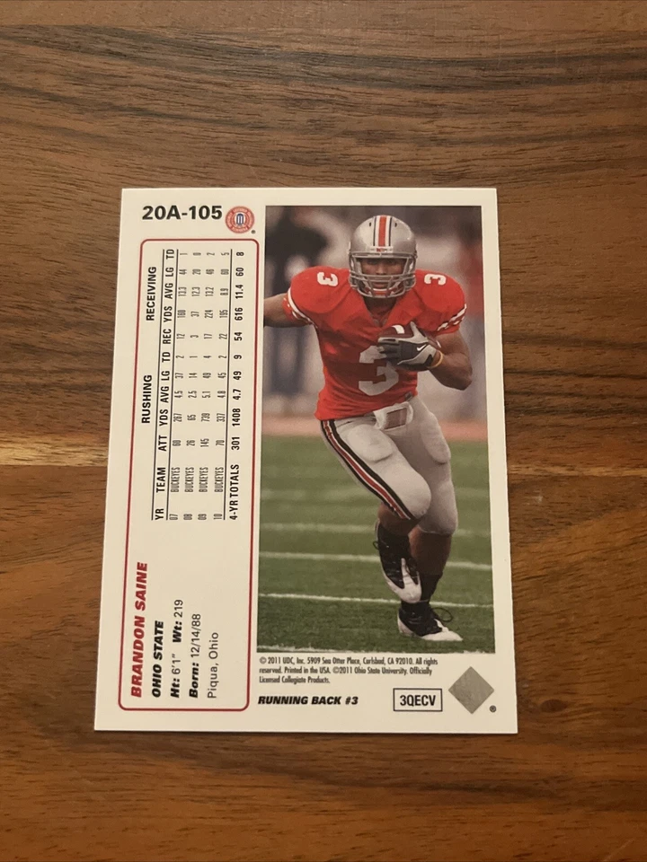 2011 Upper Deck - 1991 UD 20th Anniversary #20A-105 Brandon Saine (RC) - Image 2 of 3