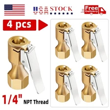 4 x Air Chuck Heavy Duty Open Flow Lock On Tire Chuck W/ Clip for Inflator Gauge