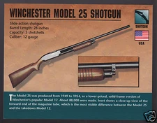 WINCHESTER MODEL 25 SHOTGUN 12 Gauge Gun Atlas Classic Firearms PHOTO CARD
