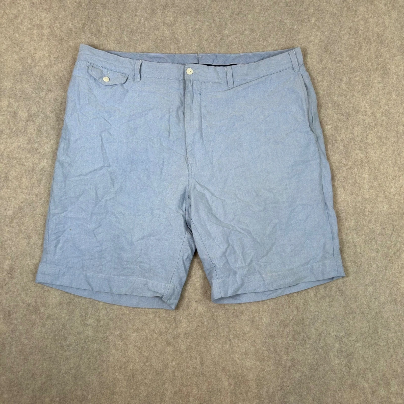 Polo Ralph Lauren Shorts Mens 42 Blue Oxford Cotton Flat Front 9 Inseam