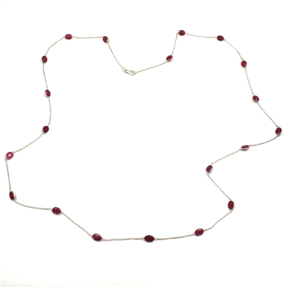 103 cm collier collana extra lunga argento 925 gioiello catenina spinello... - Immagine 2 di 4