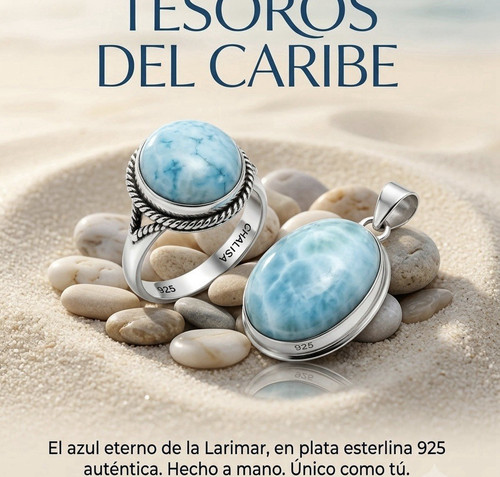 925 Sterling Silver Larimar Oval Blue Stone Ring & Pendant Jewelry Set