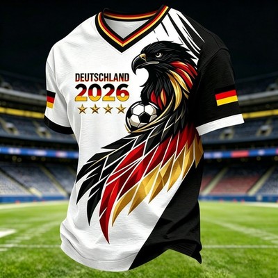 Deutschland T-Shirt Herren Retro Fußball Trikot mit Adler WM 2026 Fußballfans