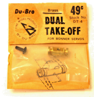Vintage Du-Bro Brass Dual Take-Off For Bonner Servos #DT-4 RC Airplane Parts New