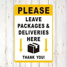 Vintage Please Leave Packages Deliveries Here Tin Metal Signs Home D cor 8x12