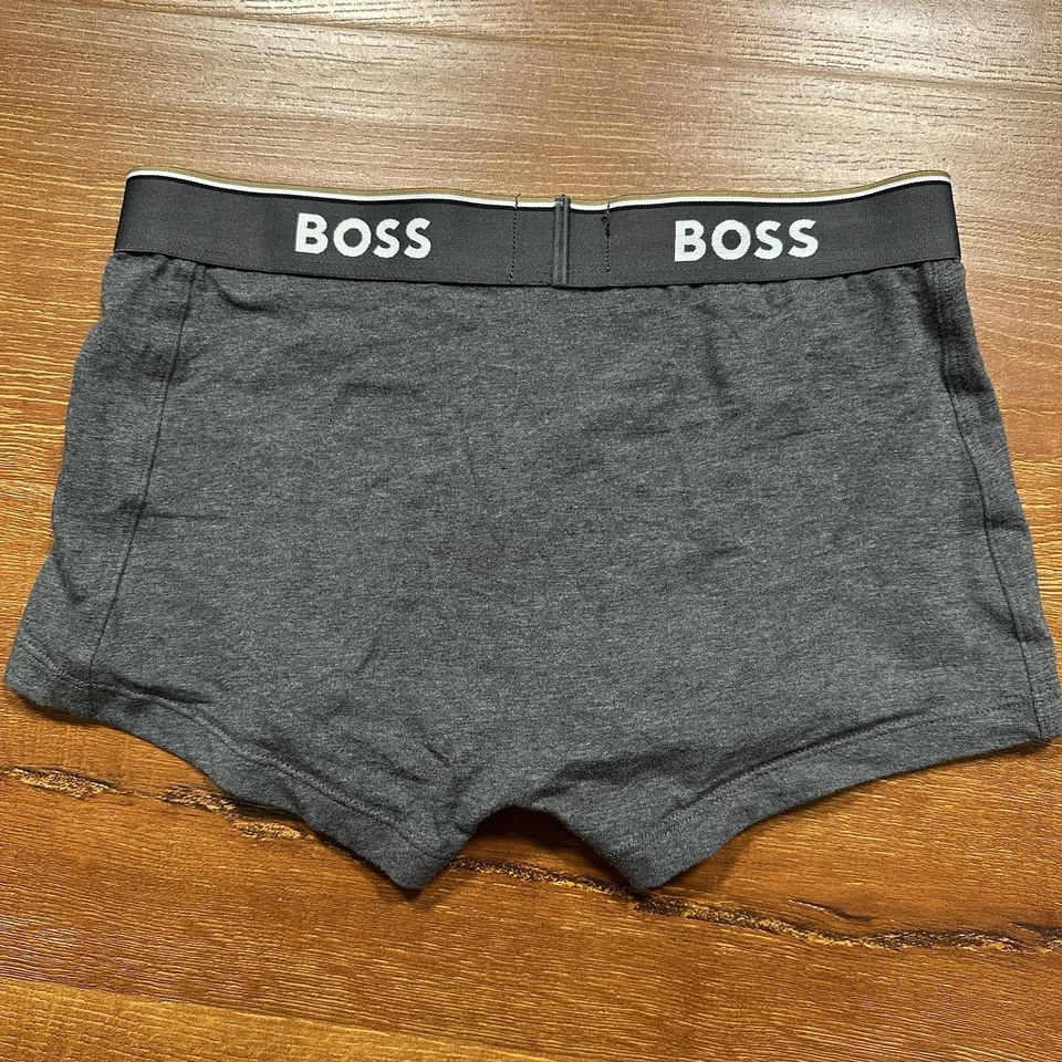 Hugo Boss Trunk Boxer Briefs Men S Charcoal Gray Black 3 Pack Cotton Stretch - Image 2 of 4