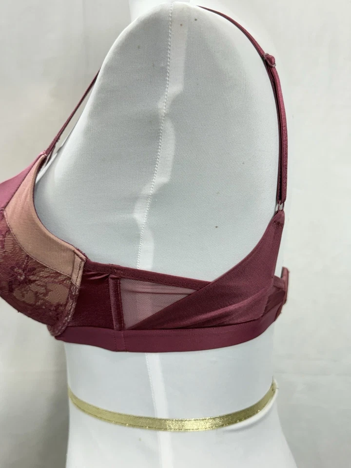 Sujetador de encaje push-up Victoria’s Secret talla 32C borgoña muy sexy Foto 3 de 4