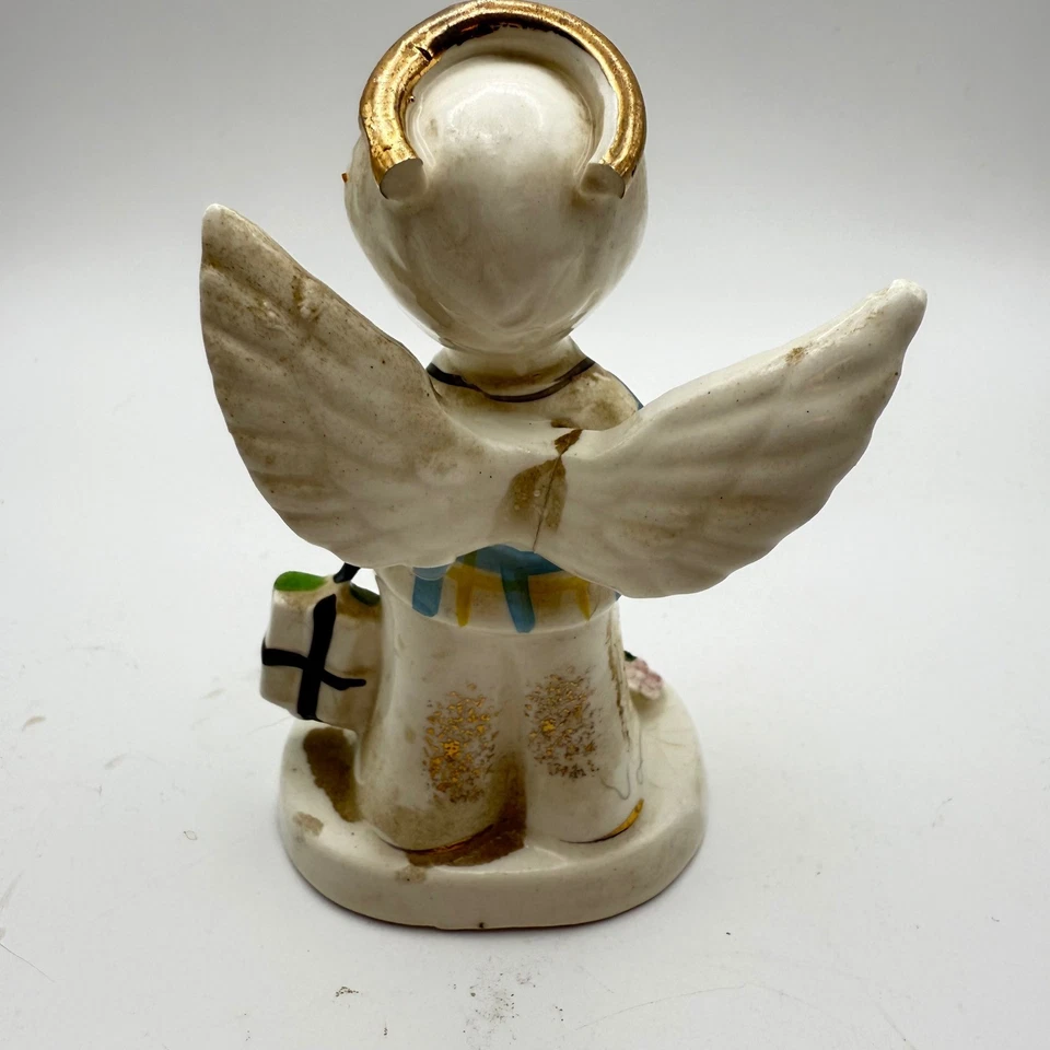 Винтажная фигурка ангела Napco Япония 92610 пижама для маленького мальчика подарок сентябрь - Изображение 4 из 4