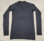 Lululemon Swiftly Tech Long Sleeve Crew Neck Shirt Womens 8 Black Thumb Holes