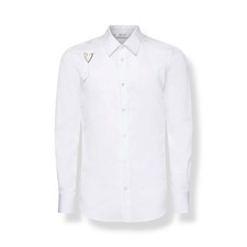 Alexander McQueen Harness Buckle Poplin Shirt White Cotton Size 16.5 Luxury Item