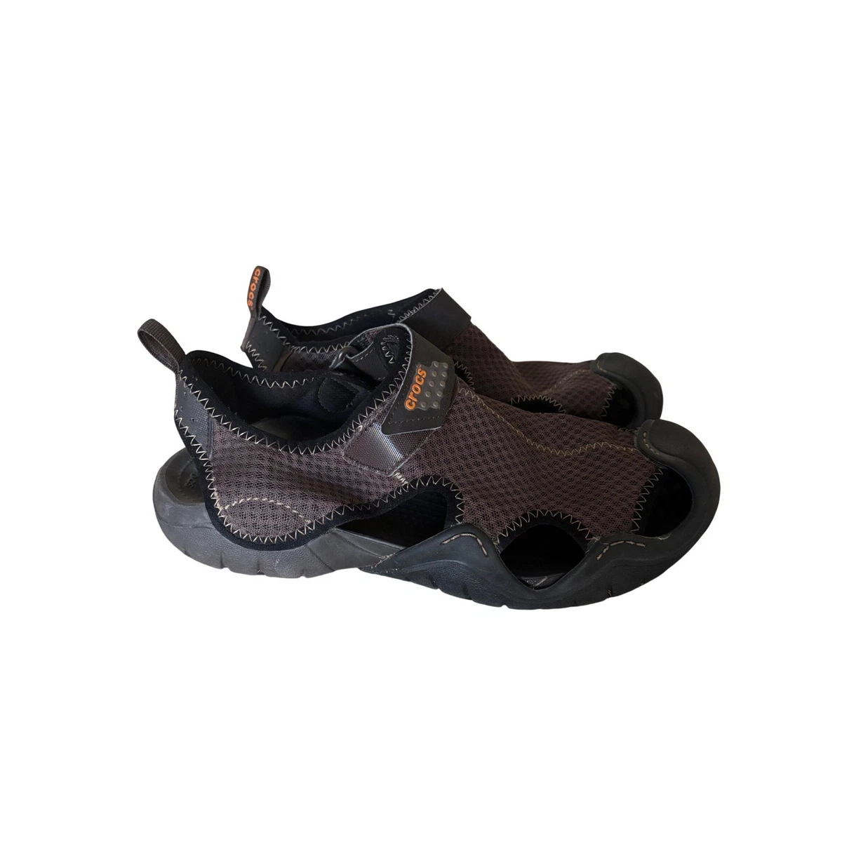 CROCS Men Size 12 Black Gray Outdoors Pool Beach Closed Toe Sandals Crocs Fisherman Sandals for Men for sale | eBay main image 2