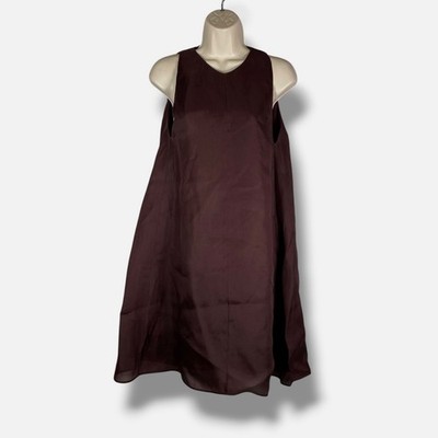 Khaite Women's Purple Silk Solid U-Neck Sleeveless Clay A-Line Dress Size XS