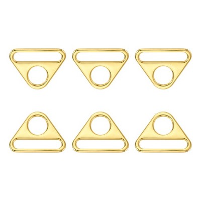 6Pcs 1.5'' Adjuster Triangle with Bar Swivel Clip D Dee Ring Buckle, K Gold