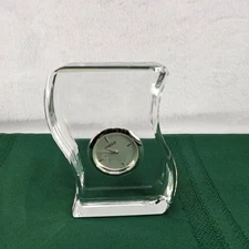 Marquis Crystal Desk Clock Modern Wave Home Office Decor (just need battery)