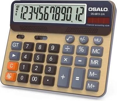OSALO Tischrechner 12-stellig große Tasten Großes Display Rechner OS-6815GN