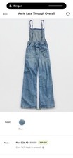 Aerie Women s Blue Denim lace through overall...