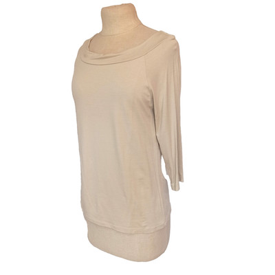 Italy Klassisch Damen Shirt U-Boot 3/4 Ärmel Beige Sand   T546D Größe 36,38,S