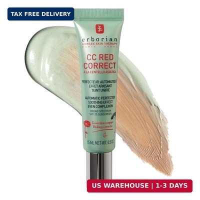 Erborian CC Red Color Correcting SPF 25 Green Pigment Cream, Neutralizes Redness
