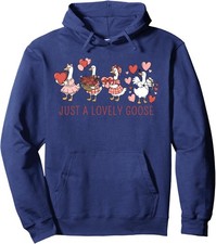 Just A Lovely Goose Cute Silly Goose Valentine's Day Unisex Hooded Sweatshirt