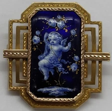 SUMPTUOUS BROOCH IN GOLD PLATE AND LIMOGES ENAMELS? St LOUIS XVI NAPOLEON III