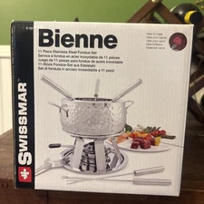 Swissmar Bienne 11 Pc Fondue Set, Hammered Stainless Steel (F66917)