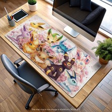Eevee Evolutions Desk Mat - Cute Pok mon Gaming Mouse Pad, Kawaii Anime Desk Mat