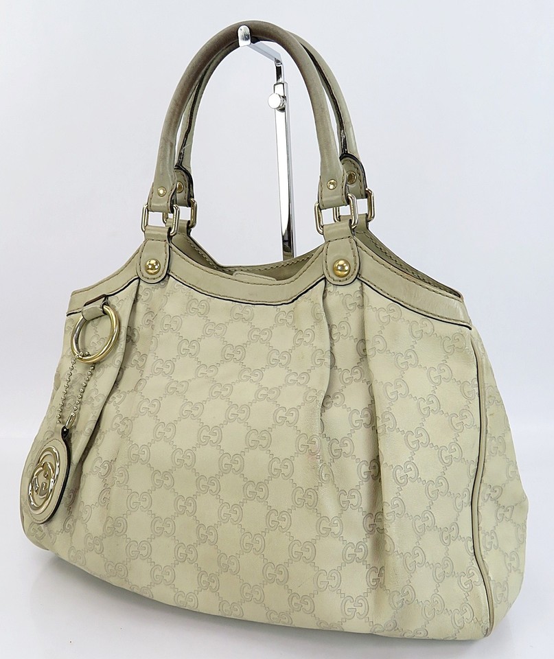 Authentic GUCCI Off-White Sukey GG Leather Hobo Shoulder Bag Purse #63454