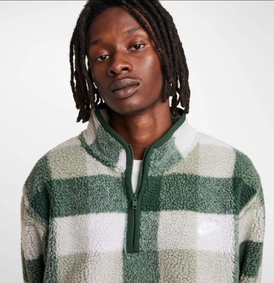 Nike Mens 1/2 Zip Pullover Sherpa Jacket Size Mens Small S Green