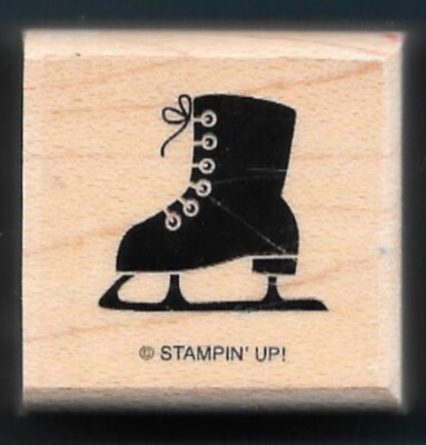 HOCKEY SKATE SPORT Winter Weather Stampin' Up! wood mount RUBBER
