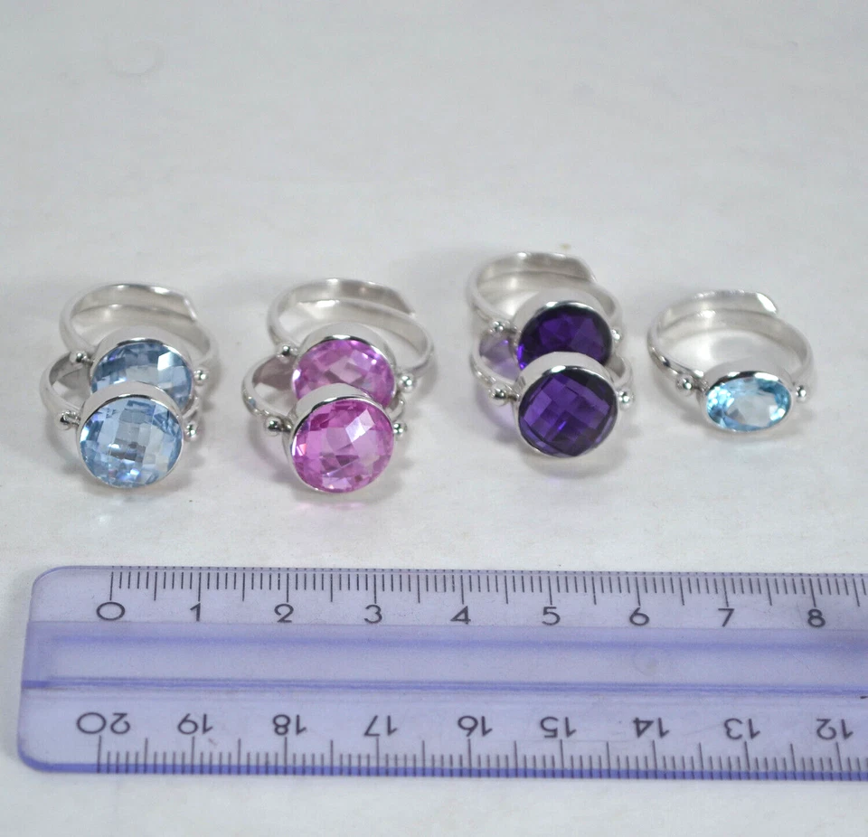 ANELLI REGOLABILI ARGENTO 925 MISTI DI COLORE RODIATI OVALE AGNK 0103 - Immagine 3 di 4