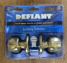 Defiant -Bed and Bath Locking Interior- **Polished Brass** 322-216 New