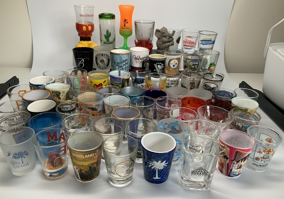 Souvenir Shot Glasses States Beaches Sites Various Lot 40+ Collectors