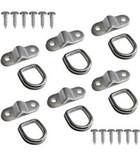 D Rings Tie Down Anchors Hooks for Trailer Truck Bed 1/4" 6 Pack, silver 