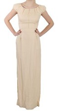 DOLCE & GABBANA Dress Beige Silk Column Cap Sleeve Gown IT40 / US6 / S RRP $5300