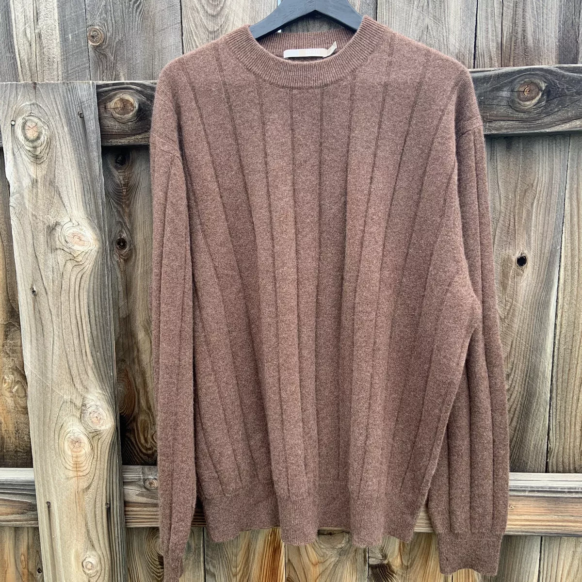Raffi Men Cashmere Ribbed Sweater Brown beige XXL Made in Australia