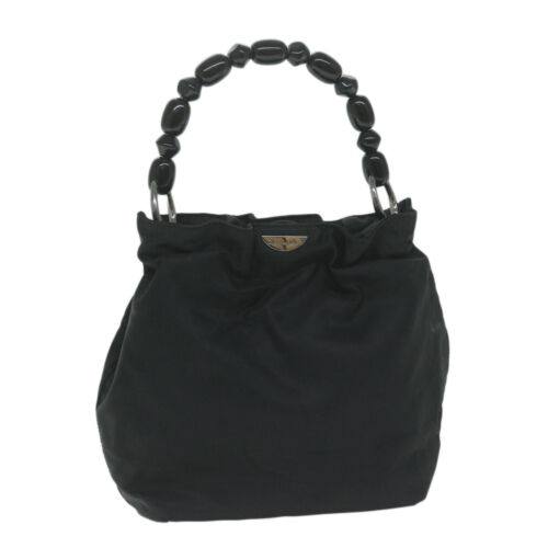 Christian Dior Maris Pearl Hand Bag Nylon Black Auth bs11468 - Afbeelding 1 van 22