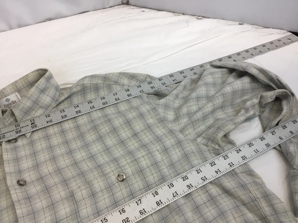 Camisa Zanella Manga Larga L Beige Cuadros 100% Algodón Italia Usada en Excelente Condición Ygi R1-182 Foto 3 de 4