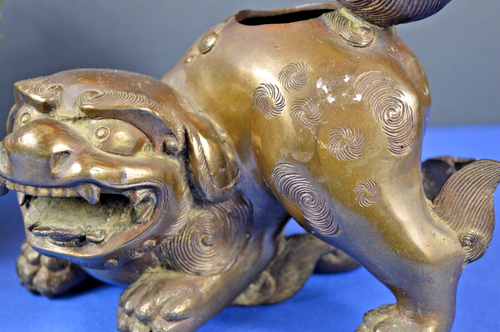 2 Large Antique Chinese Bronze Foo Dog/Temple Lion Incense Burners/Censers,c1820 - Picture 6 of 10