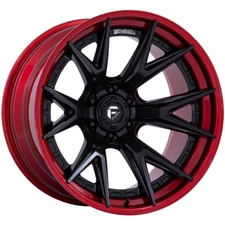 (1) 20x9 +1 Fuel 1PC FC402 Catalyst 8x180 Matte Black W/ Candy Red Lip Wheel