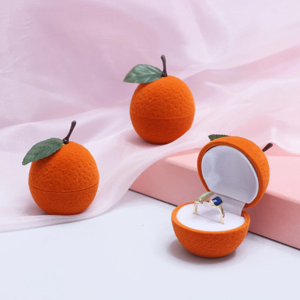 Orange Shape Ring Box Wedding Ring Case Jewelry Gift Box Ring