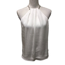 Halston Heritage Halter Neck Tank Top Womens 2 Chalk White Bridal Bachlorette