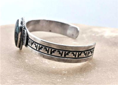VINTAGE 80s Sterling Silver Turquoise Bracelet Native American 
