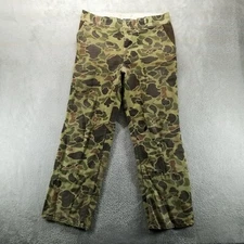VTG Sears Pants Mens 36x30 Green Duck Camo Talon 60s 70s Double Knee Hunting